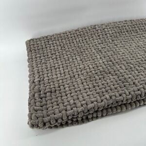 Beau Monde Grey Chunky Woven Runner Rug Mat Textured Cotton Blend 24x61